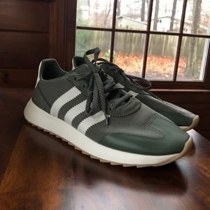 Olive Green Flashback Adidas, Size 10.